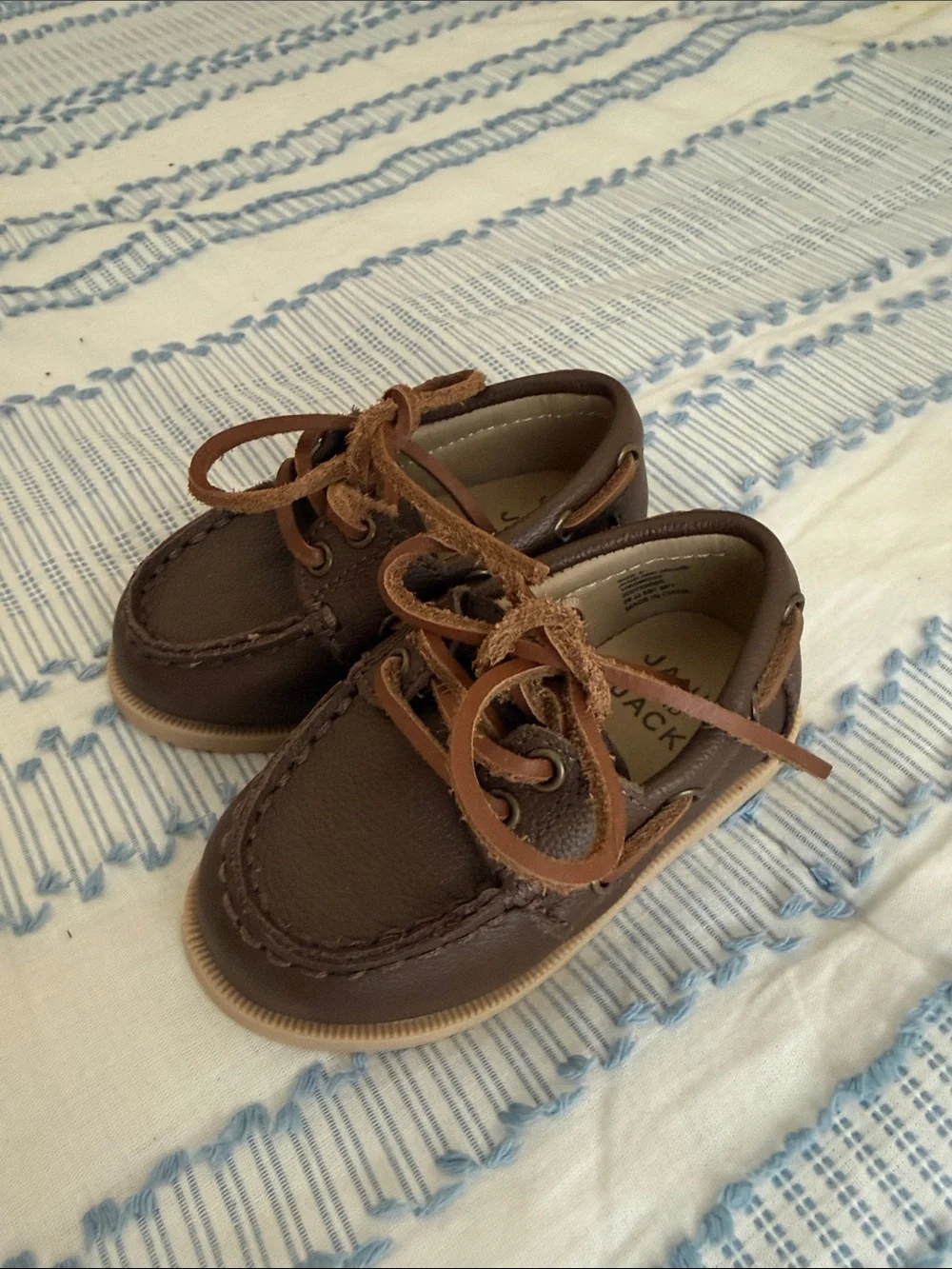 Janie and Jack Dark Brown Leather Lace-Up Boat Shoes - NEVER USED